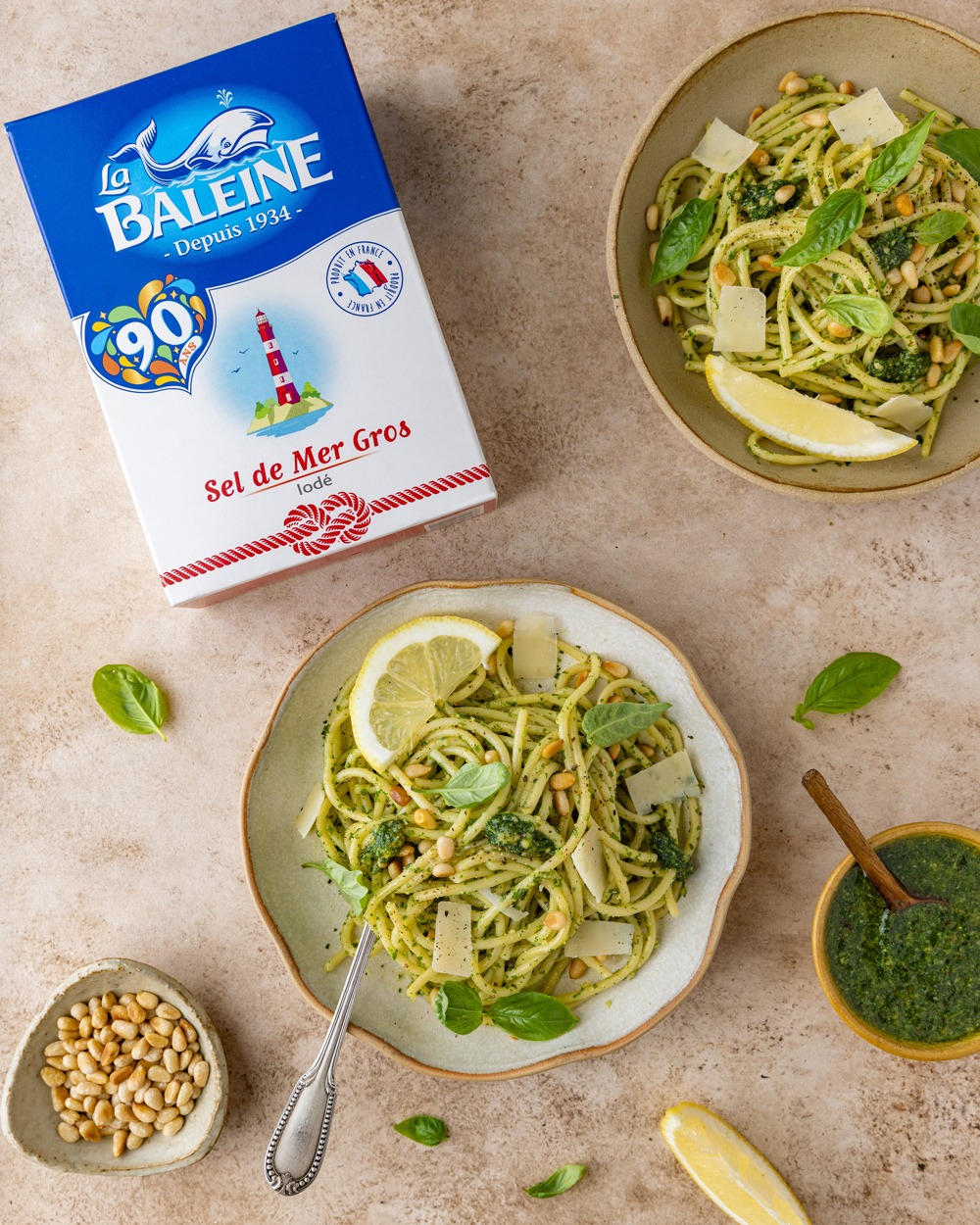 Pâtes au pesto « antigaspi » et citron